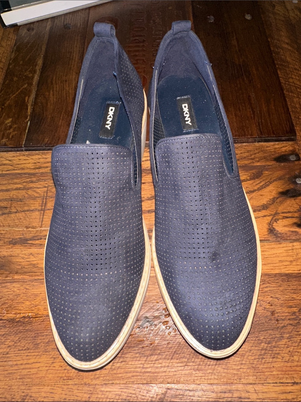 DKNY Navy Perforated Slip-Ons